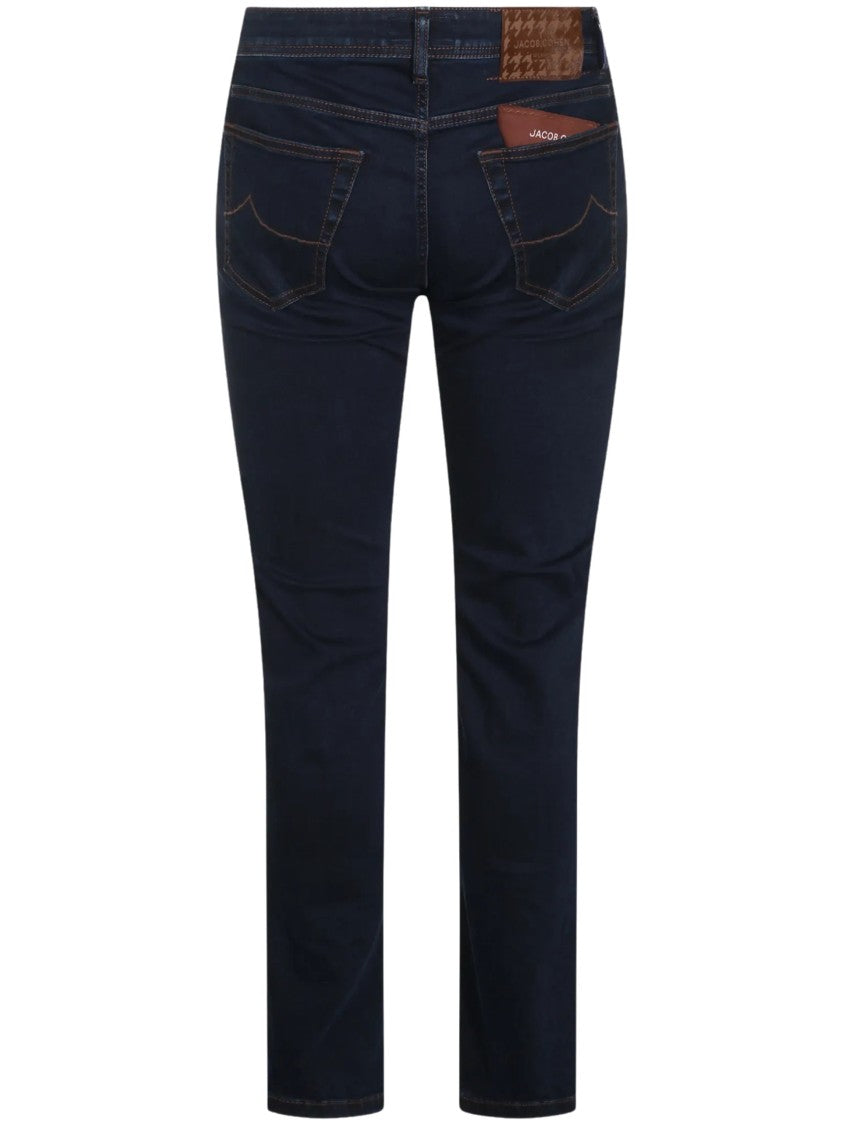 Jacob Cohen Dark Indigo Denim Slim-Fit Jeans With Logo Patch