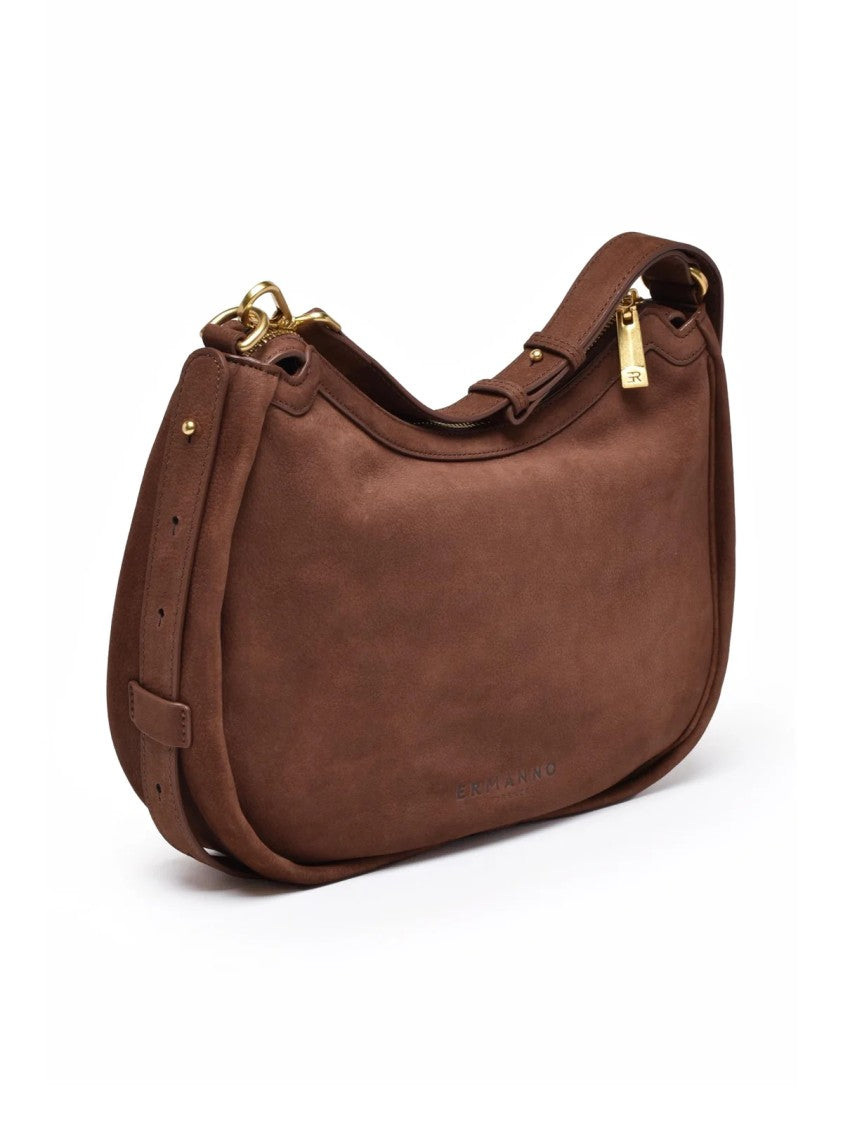 Ermanno Firenze Ermanno Firenze Angelica Shoulder Bag With Curved Silhouette And Gold Accents