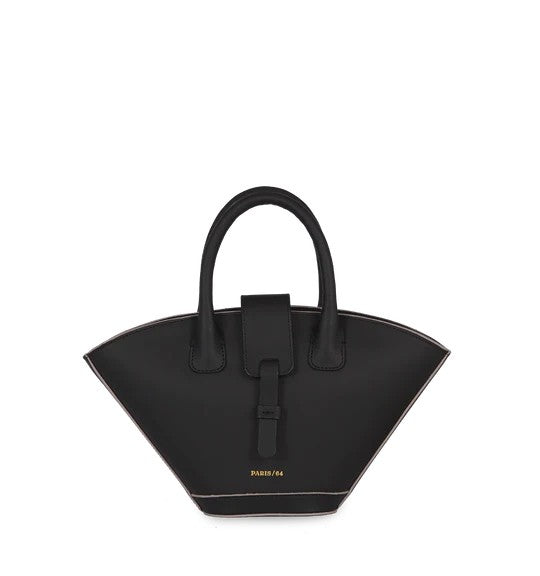 Paris64 Mini Tote-Inspired Black Leather Handbag