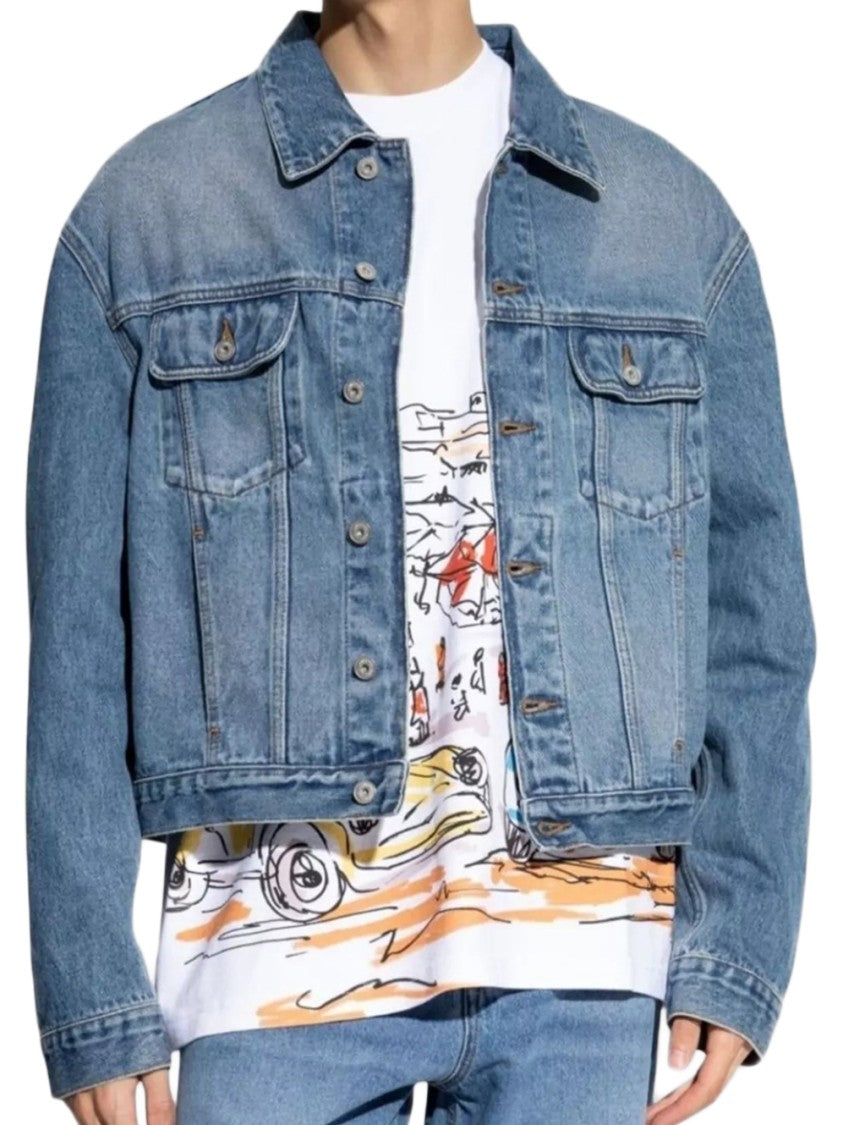 Jacquemus Cropped Denim Jacket With Button-Up Front And Flap Pockets