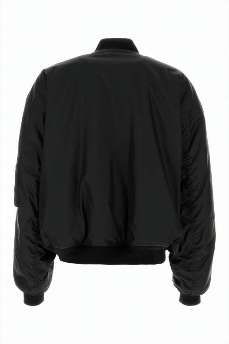 Balenciaga Cropped Black Bomber Jacket