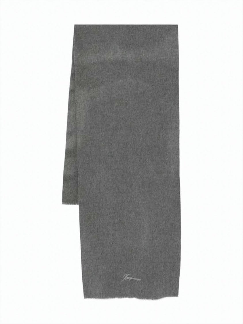 Jacquemus Rectangular Grey Wool-Cashmere Jacquemus Scarf