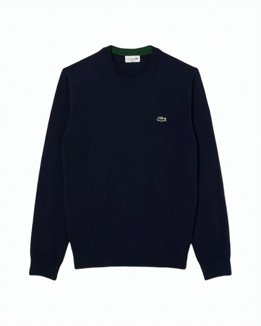 Lacoste Crew Neck Cotton Sweater With Embroidered Logo