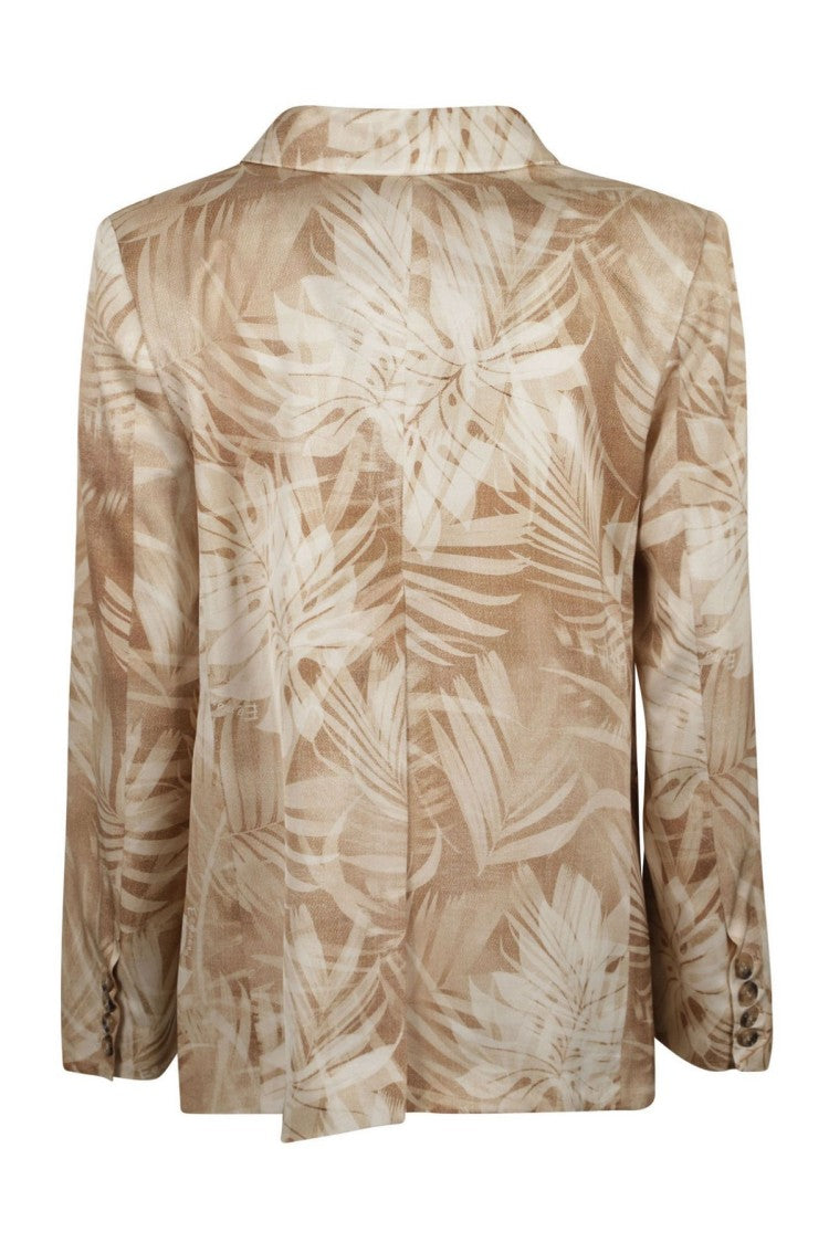 Ermanno Firenze Beige Wool-Blend Notch-Lapel Blazer