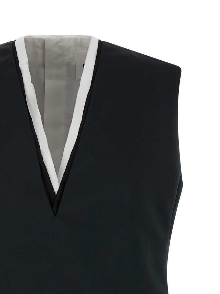 Jil Sander Technical Duchesse Mini Dress With Irregular Pleats