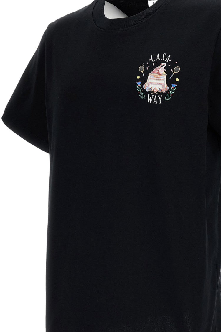 Casablanca Black Printed Cotton T-Shirt