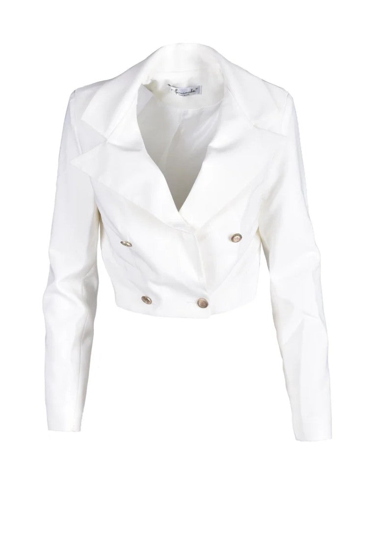 Feminista White Cropped Polyester-Blend Jacket