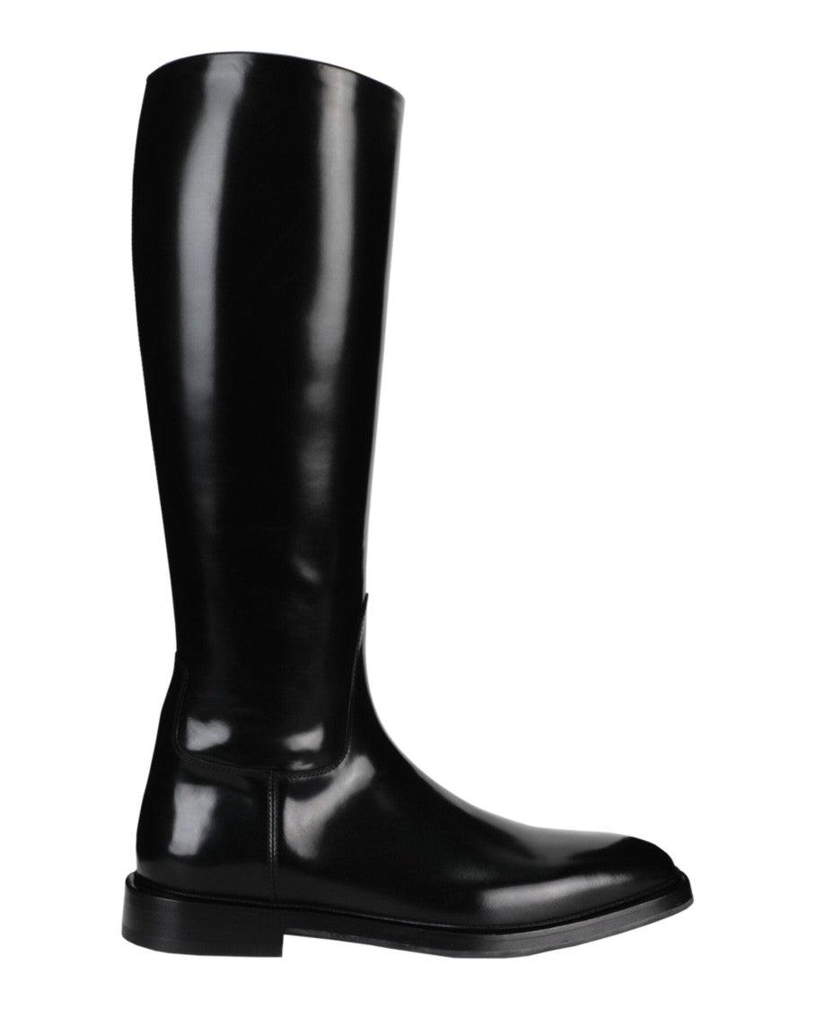 Ferragamo Fluid Leather Riding Boots