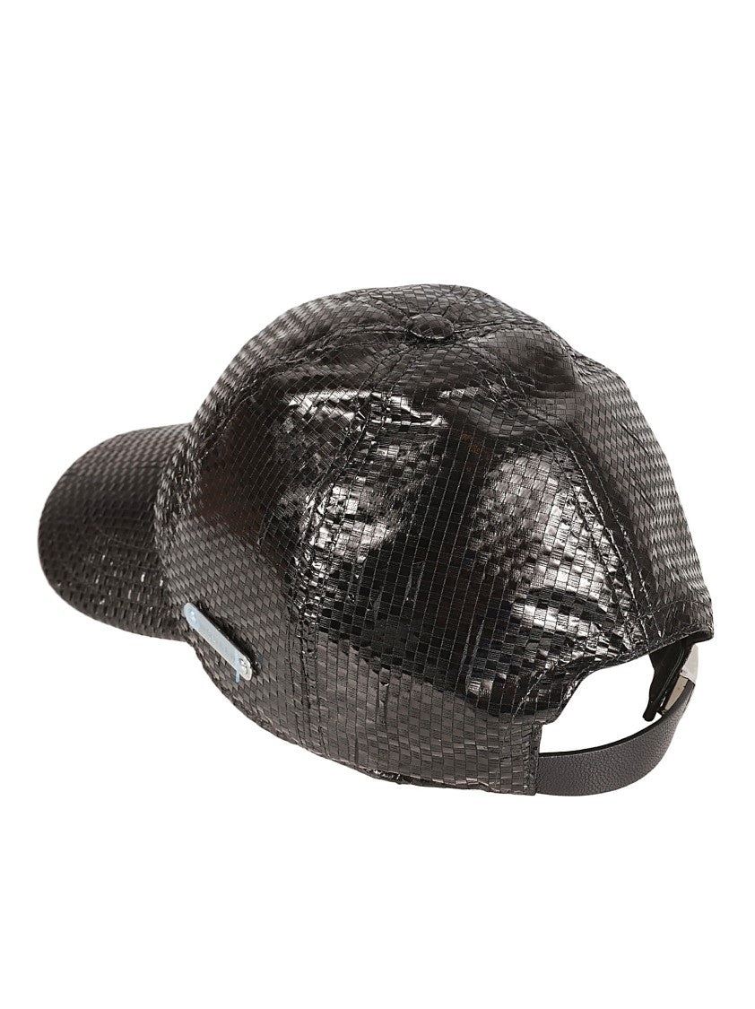 Alexander Mcqueen Textured Black Cap With Shiny Finish