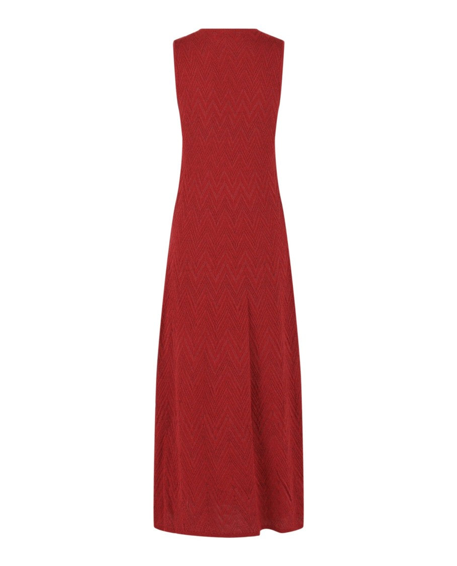 M Missoni Metallic Chevron Maxi Dress With Round Neckline