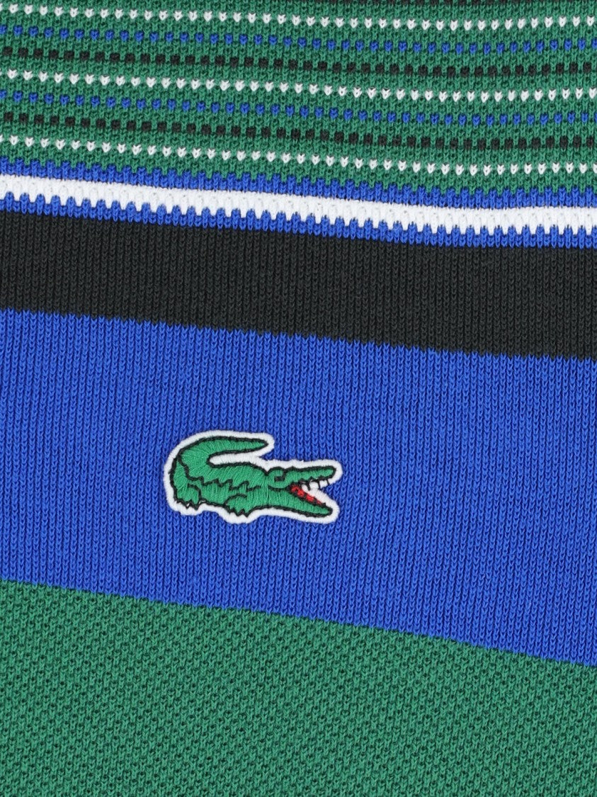 Lacoste Green Piqué Cotton Bold Stripe Polo