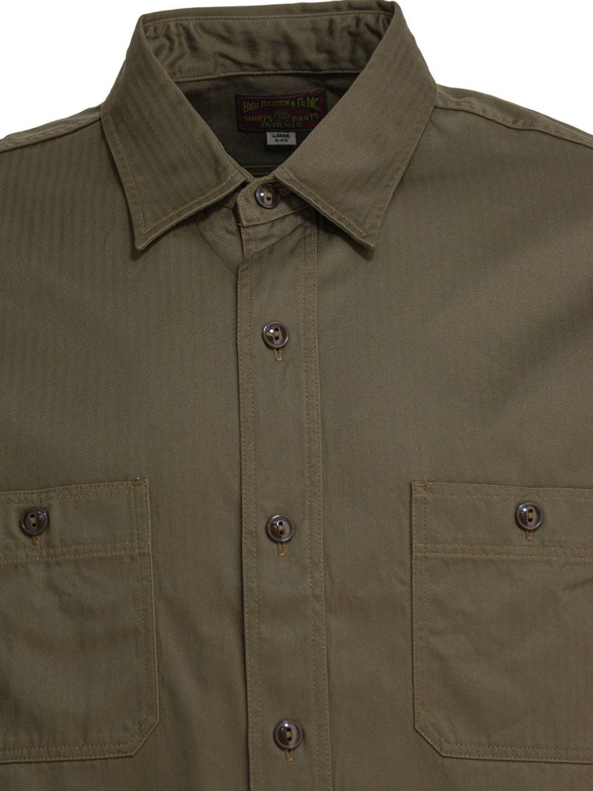 Buzz Rickson's Brown Short-Sleeved Shirt With Button-Down Front