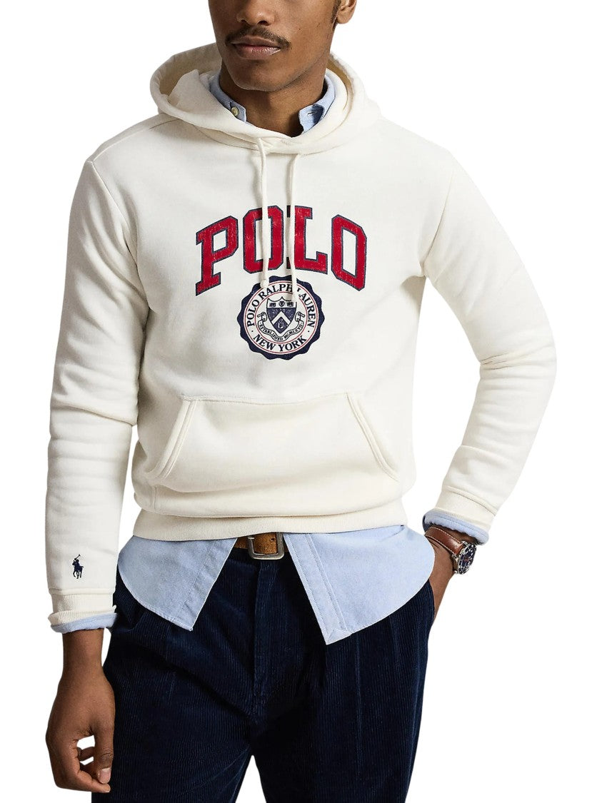 Polo Ralph Lauren Creamy White Fleece Hoodie With Iconic Polo Logo