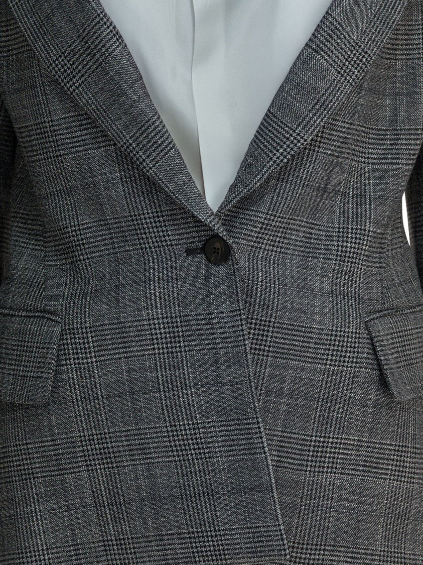 Sa Su Phi Tailored Plaid Jacket With Notched Lapels And Single-Button Closure