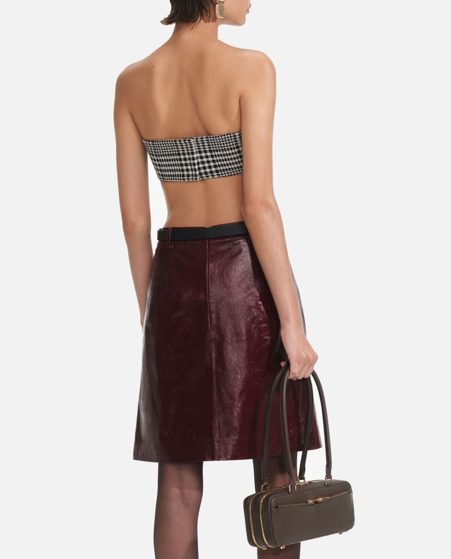 Self-Portrait Burgundy Leather Mini Skirt