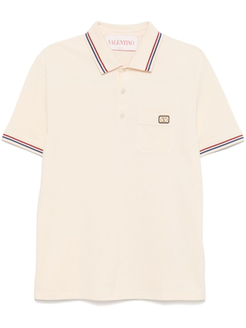 Valentino Cotton Polo Shirt With Contrasting Stripes