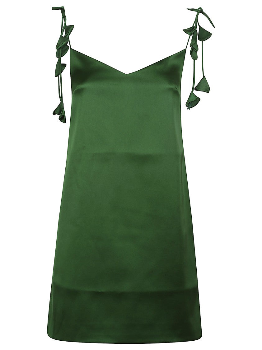 Self-Portrait Lightweight Green Dress With Leaf Accents