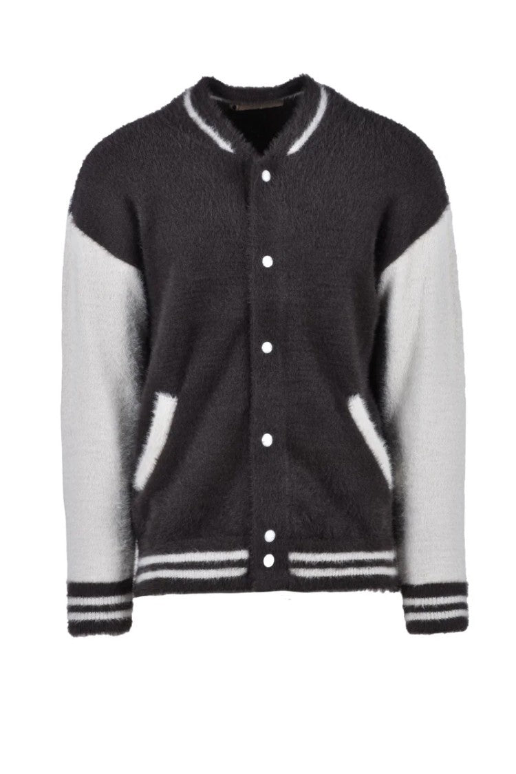 Yes London Textured Varsity-Style Knitted Jacket