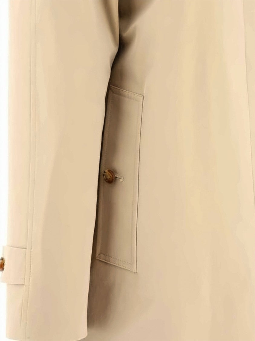 Burberry Beige Cotton Trench Coat With Distinctive Check Lining
