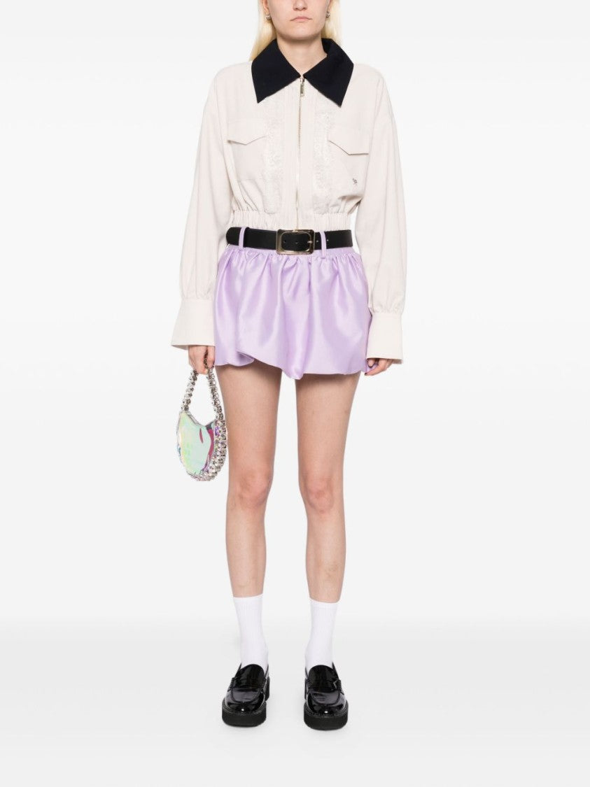 Self-Portrait High-Waisted Lilac Bermuda Shorts With Structured Belt