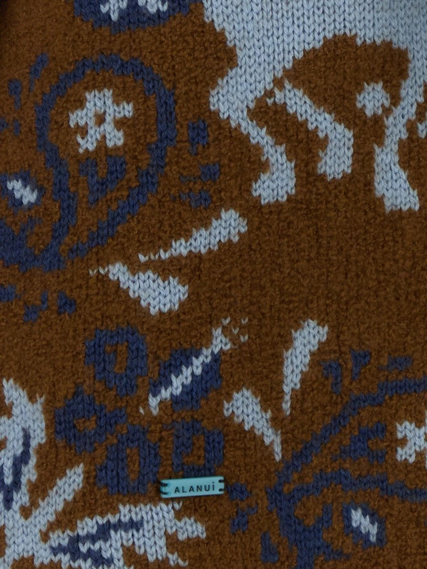 Alanui Island Roots Foulard Embroidered Wool-Blend Cardigan