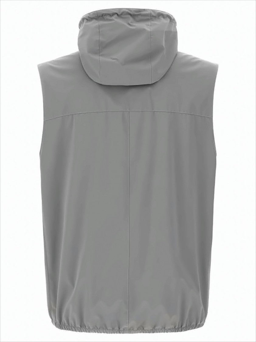 Brunello Cucinelli Hooded Grey Vest With Front Zipper