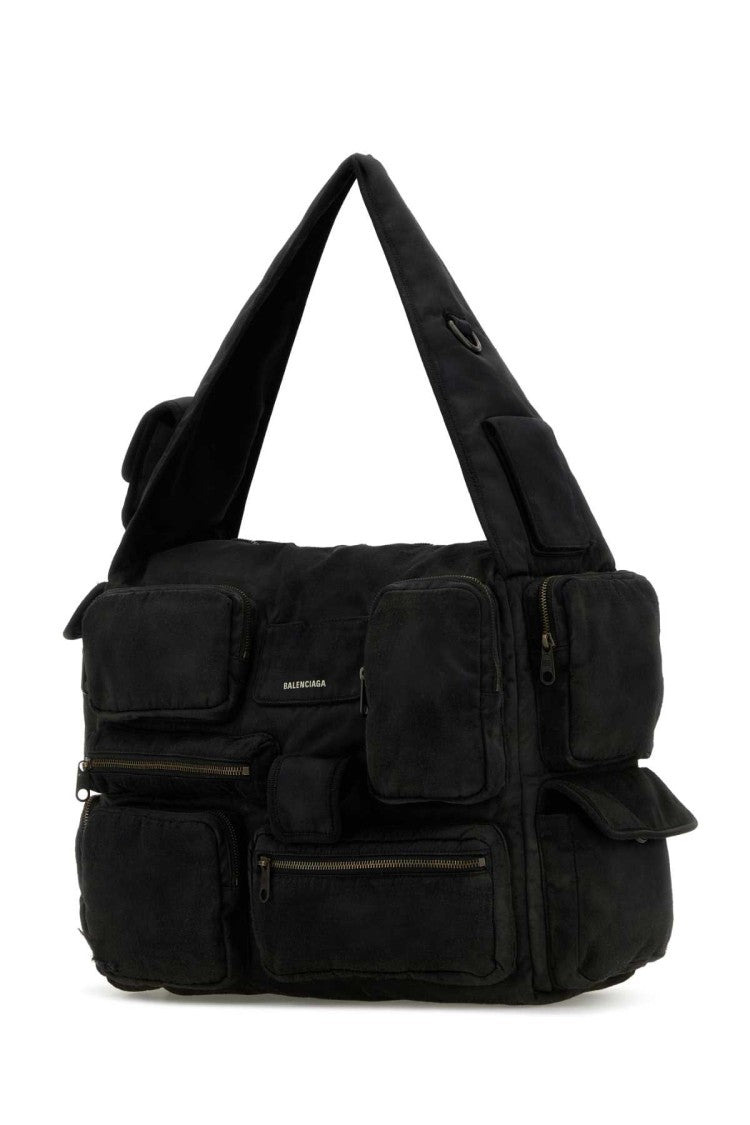 Balenciaga Black Canvas Large Superbusy Shoulder Bag