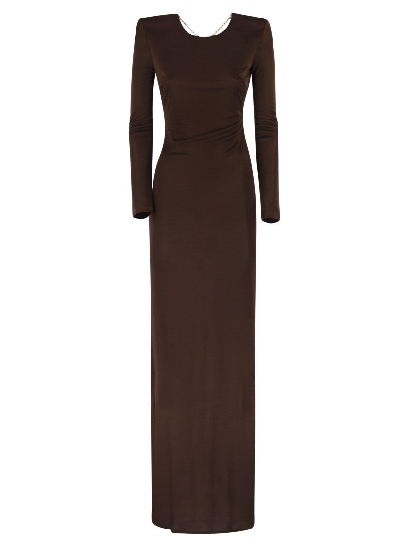 Elisabetta Franchi Red Carpet Dress In Shiny Viscose Jersey