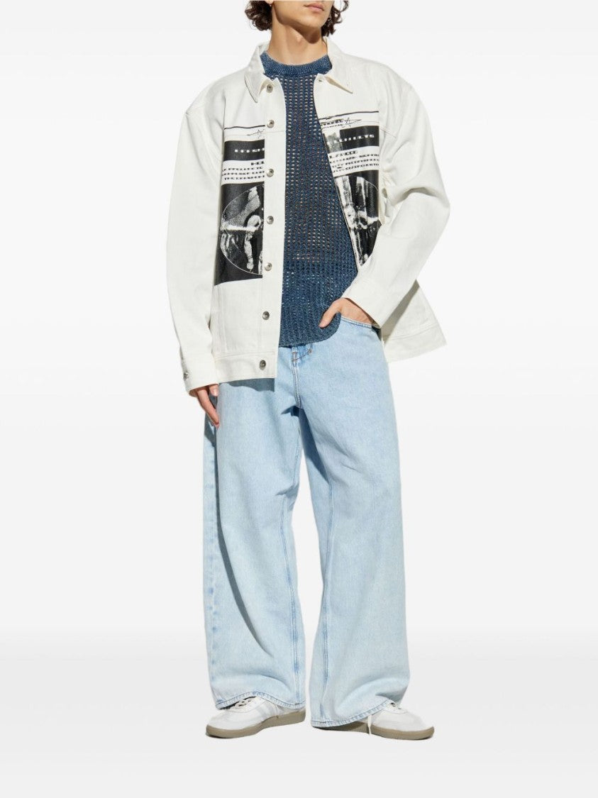 Diesel Light Wash Denim Jeans With Wide-Leg Silhouette