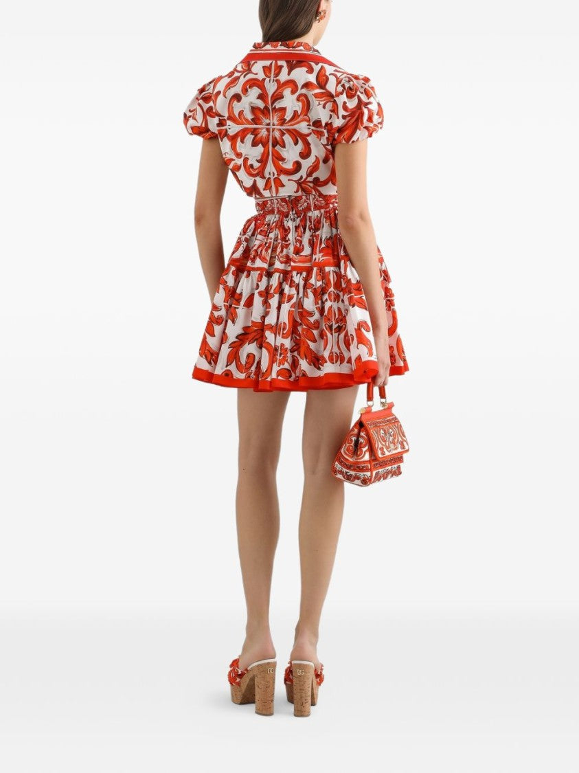 Dolce & Gabbana Multicolor Majolica-Print Printed Poplin Mini Skirt