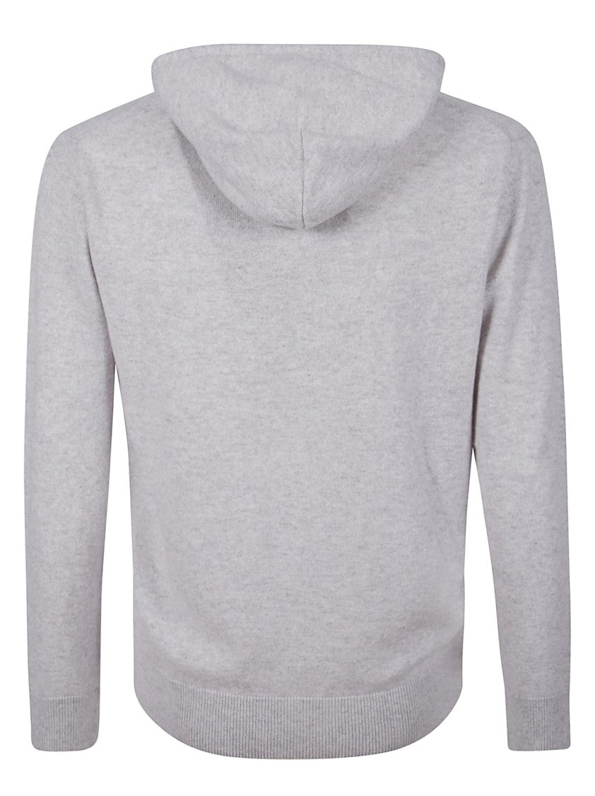 Eleventy Light Grey Zip-Up Hoodie With Drawstring