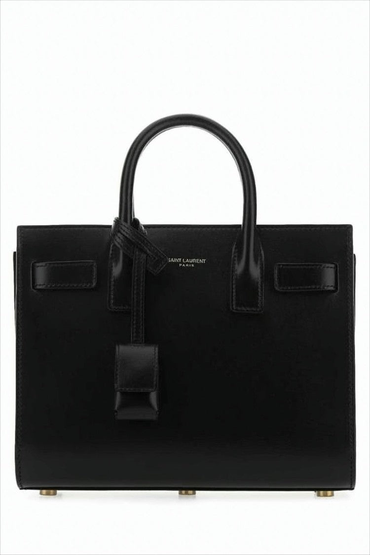 Saint Laurent Smooth Calfskin Leather Tote Bag With Dual Handles