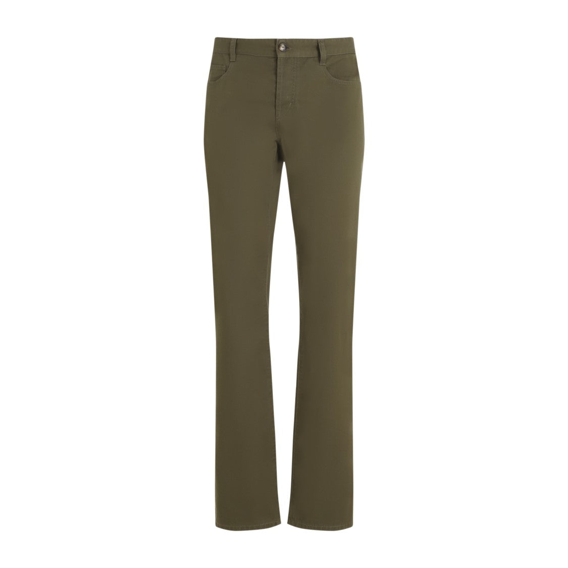 Saint Laurent Authentic Kaki Green Cotton Slim Fit Pants