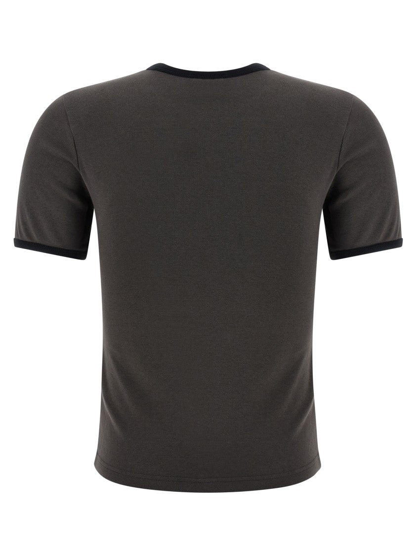 Courrèges Fitted Cotton T-Shirt With Contrast Detailing And Crew Neckline