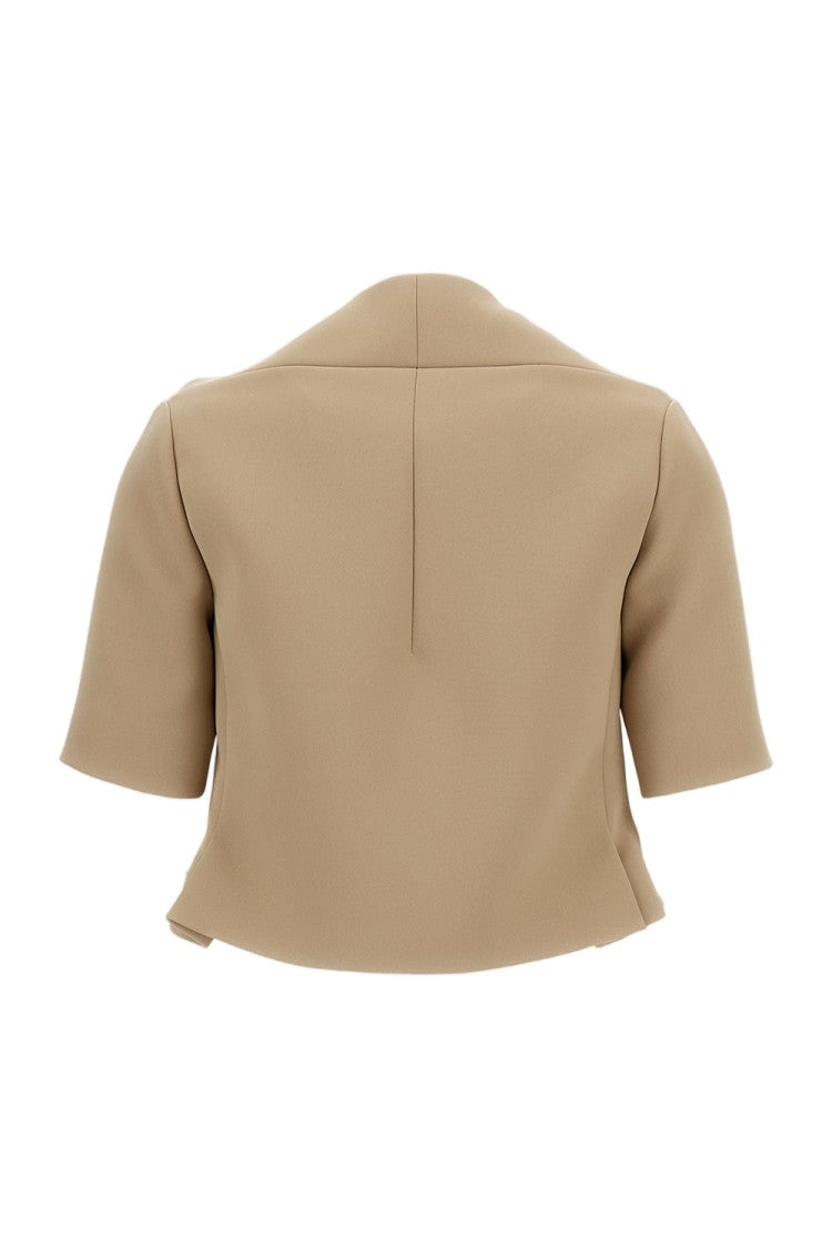 Khaite Peplum Short Jacket In Bonded Italian Crepe