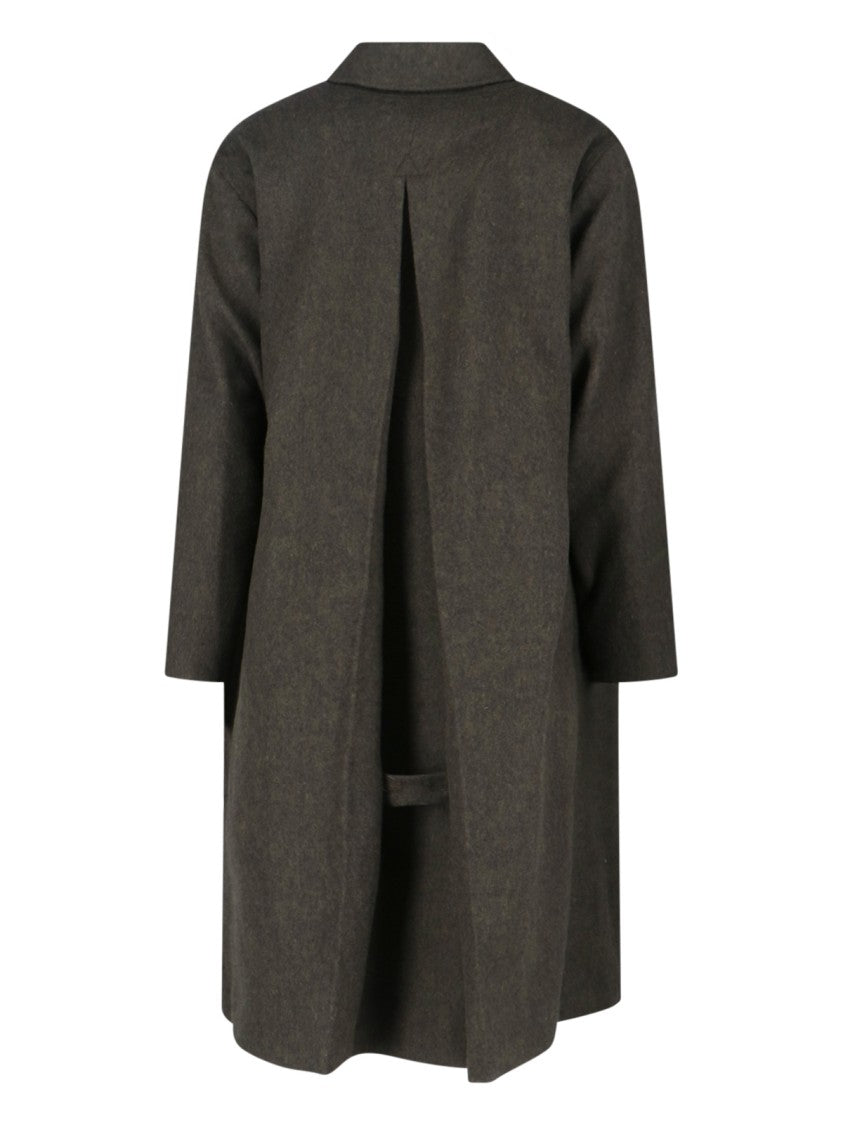 Caruso Classic Long-Silhouette Green Jacket With Textured Finish