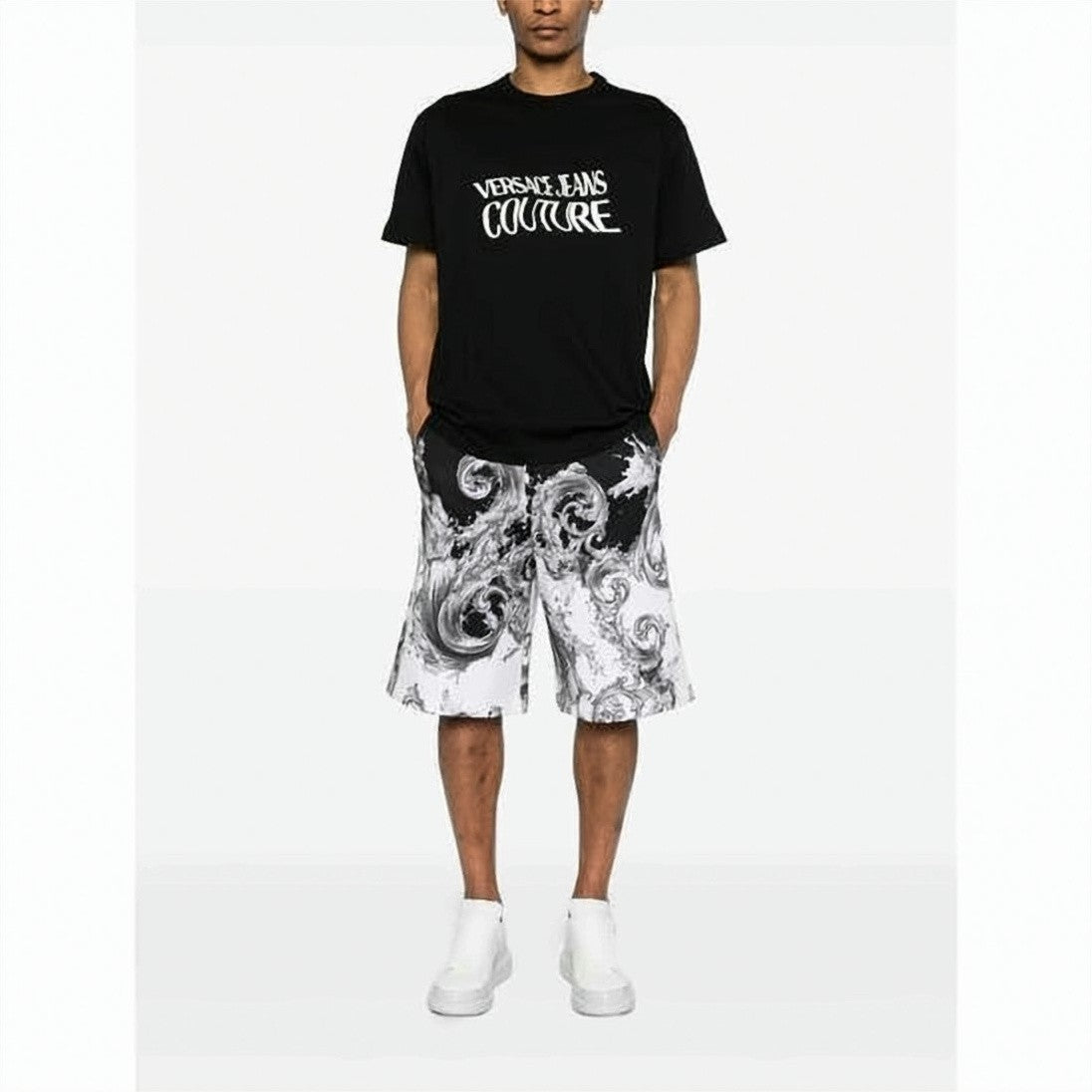 Versace Short-Sleeve Black Graphic Tee