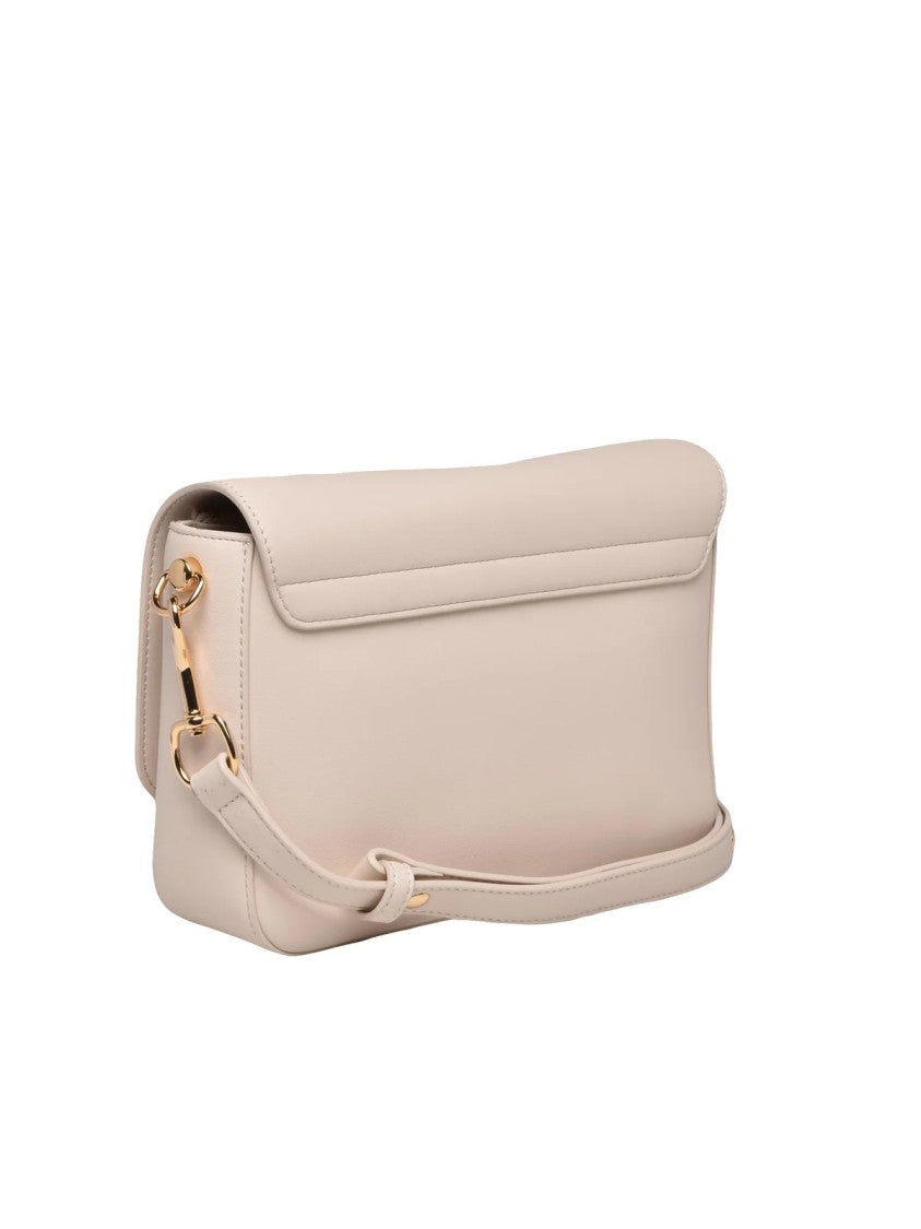 Love Moschino Structured White Crossbody Bag With Metallic Lettering
