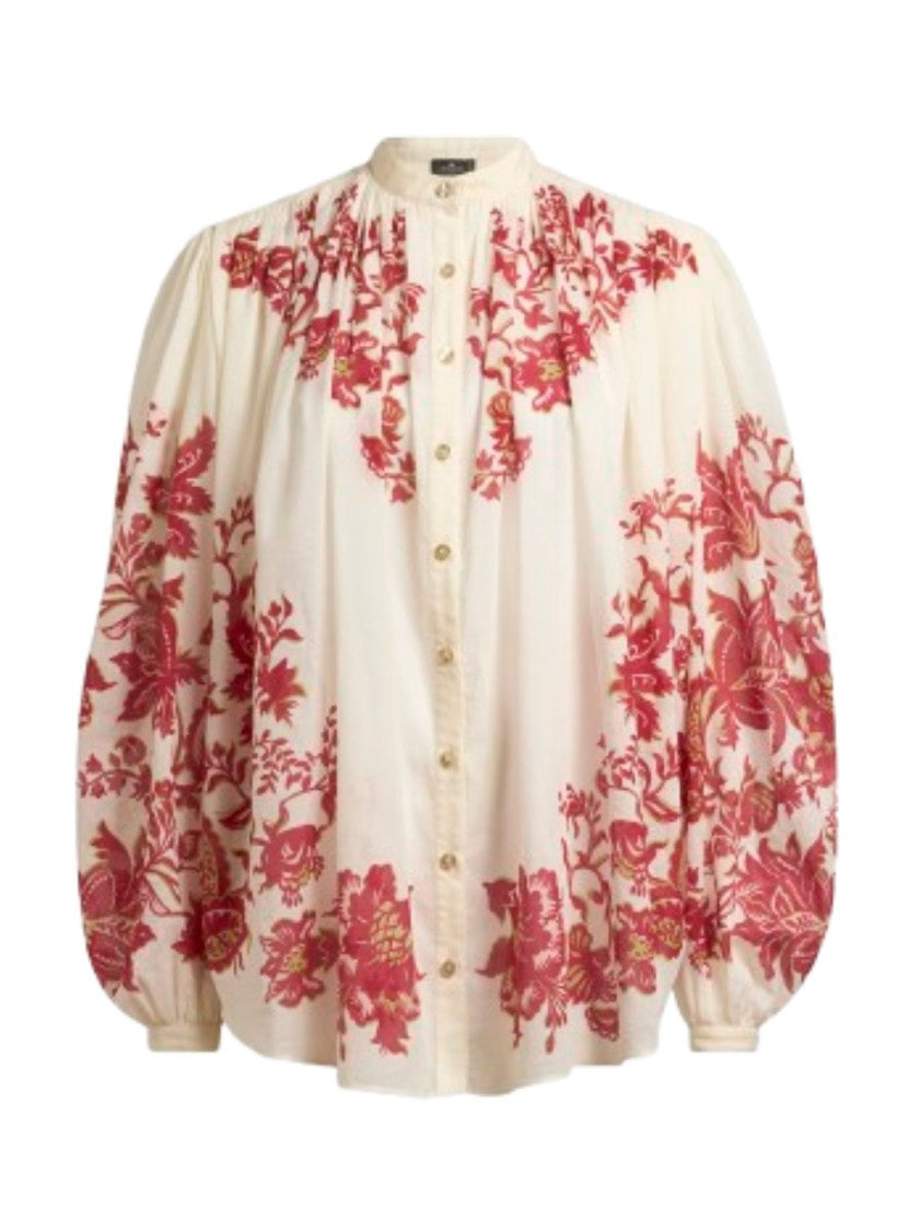 Etro Mandarin Collar White Shirt