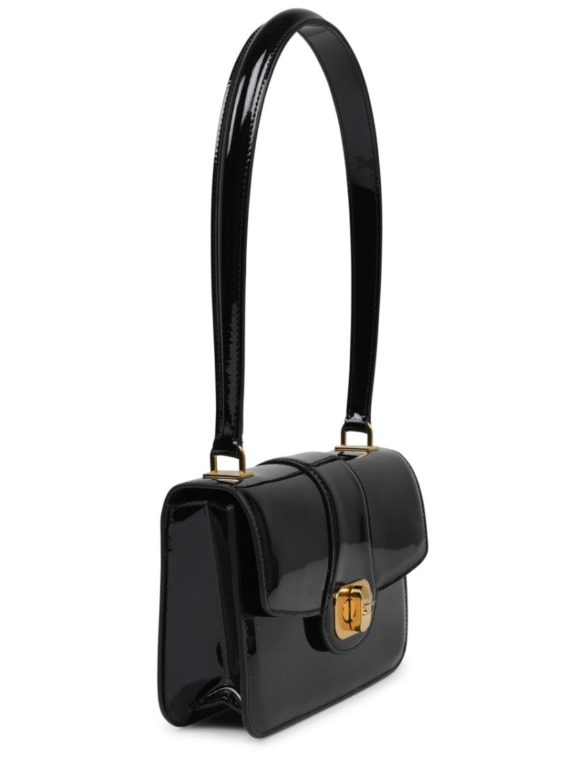 Celine Rectangular Patent Calf Leather Shoulder Bag
