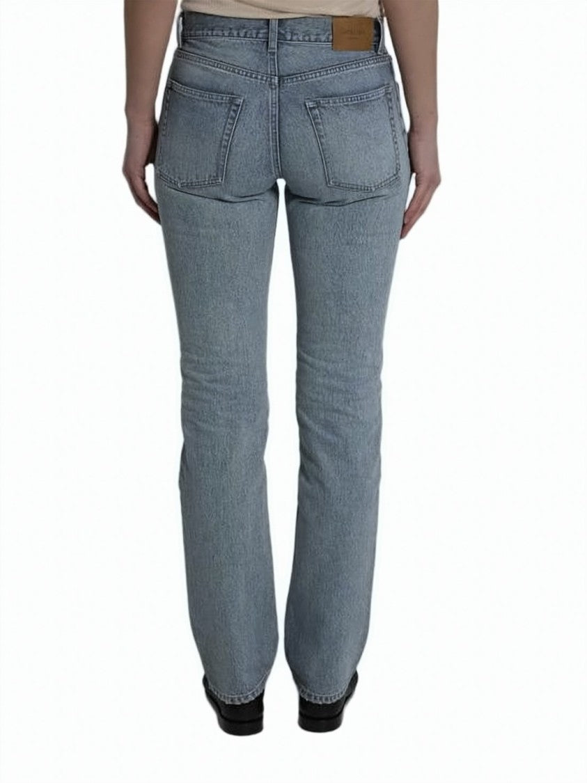 Saint Laurent Light Blue Straight-Leg Denim Pants