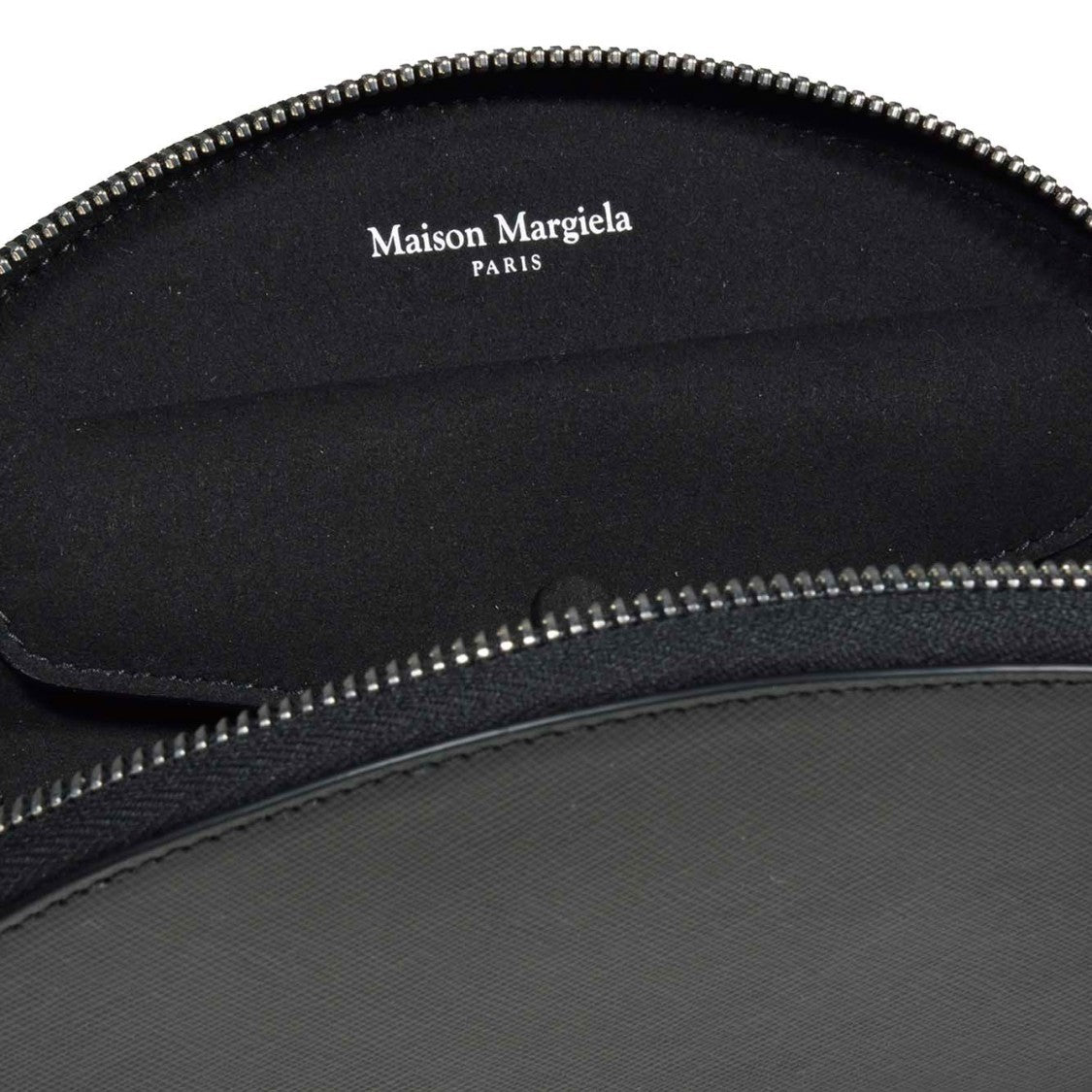 Maison Margiela Halfmoon Micro Pouch In Black Saffiano Leather