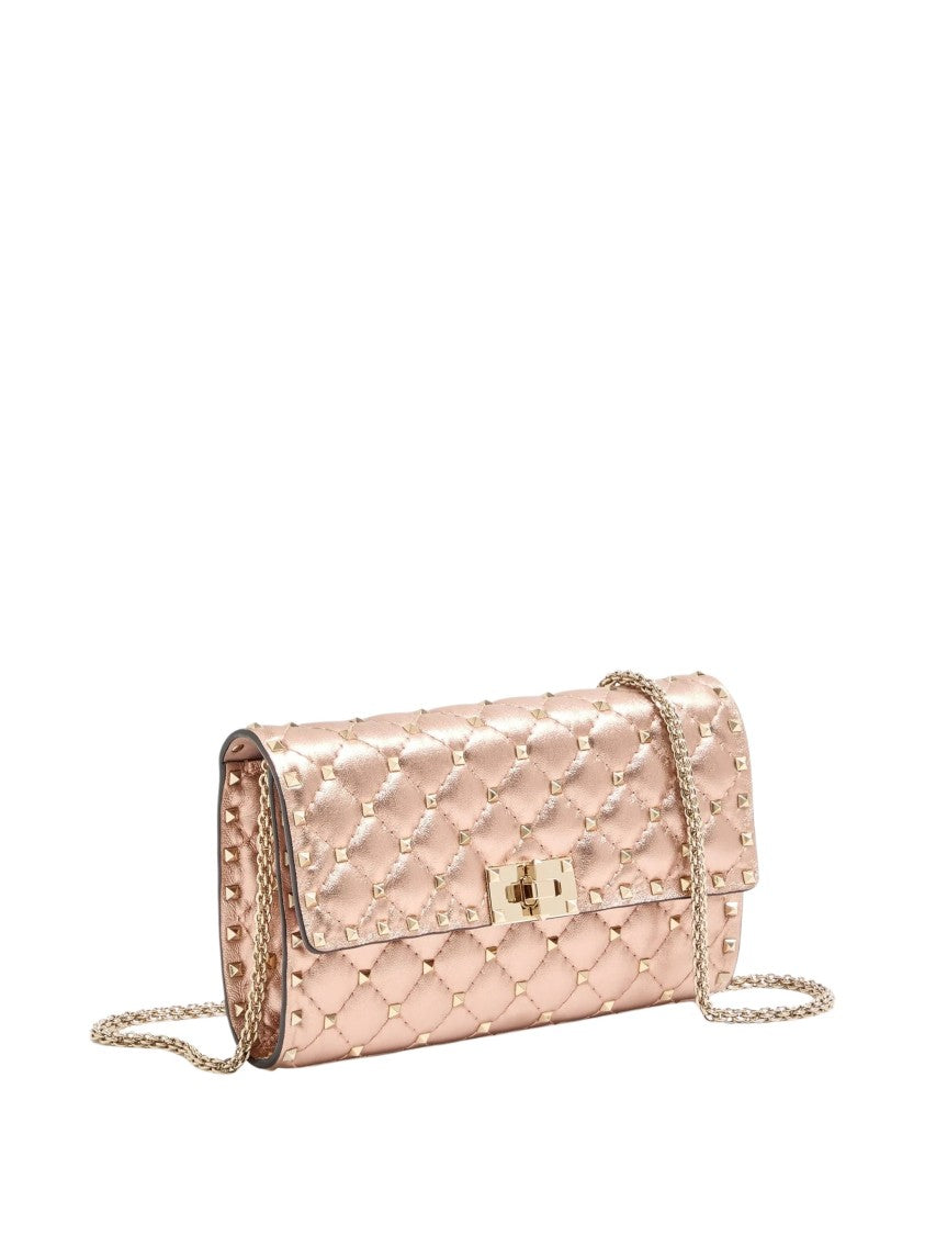 Valentino Quilted Metallic Studded Chain Shoulder Bag