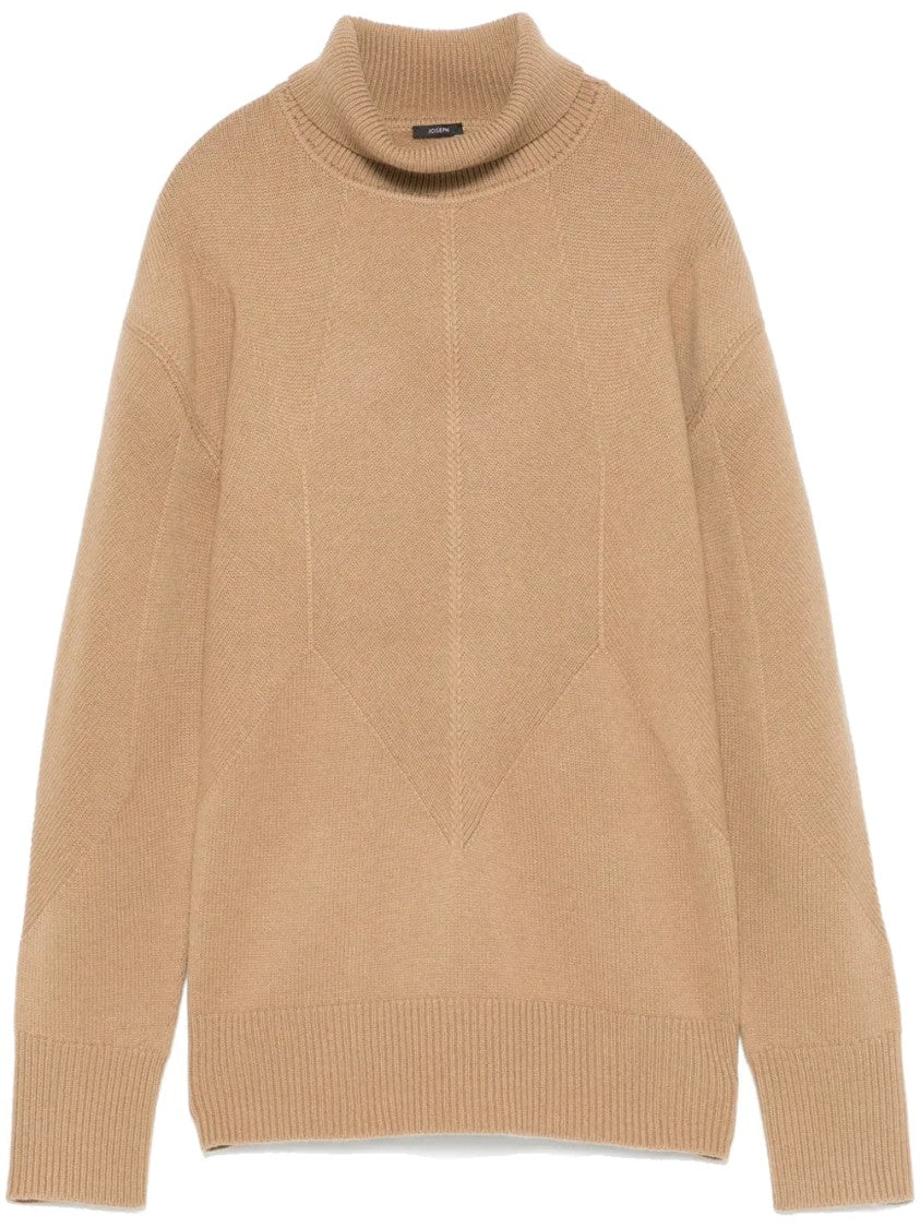 Joseph Soft Wool High Neck Sweater With Geometric Knit Pattern
