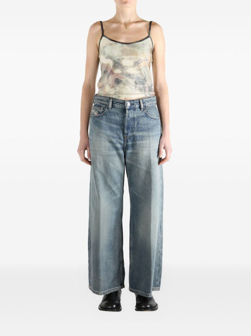 Diesel Fitted Crop Top With Abstract Camouflage Pattern