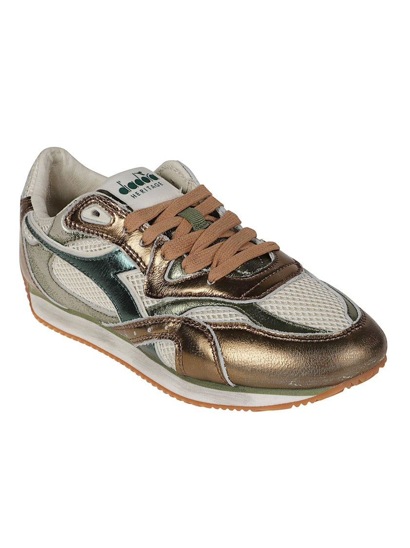 Diadora Equipe Revenge Metal Leather-Blend Low-Top Sneakers