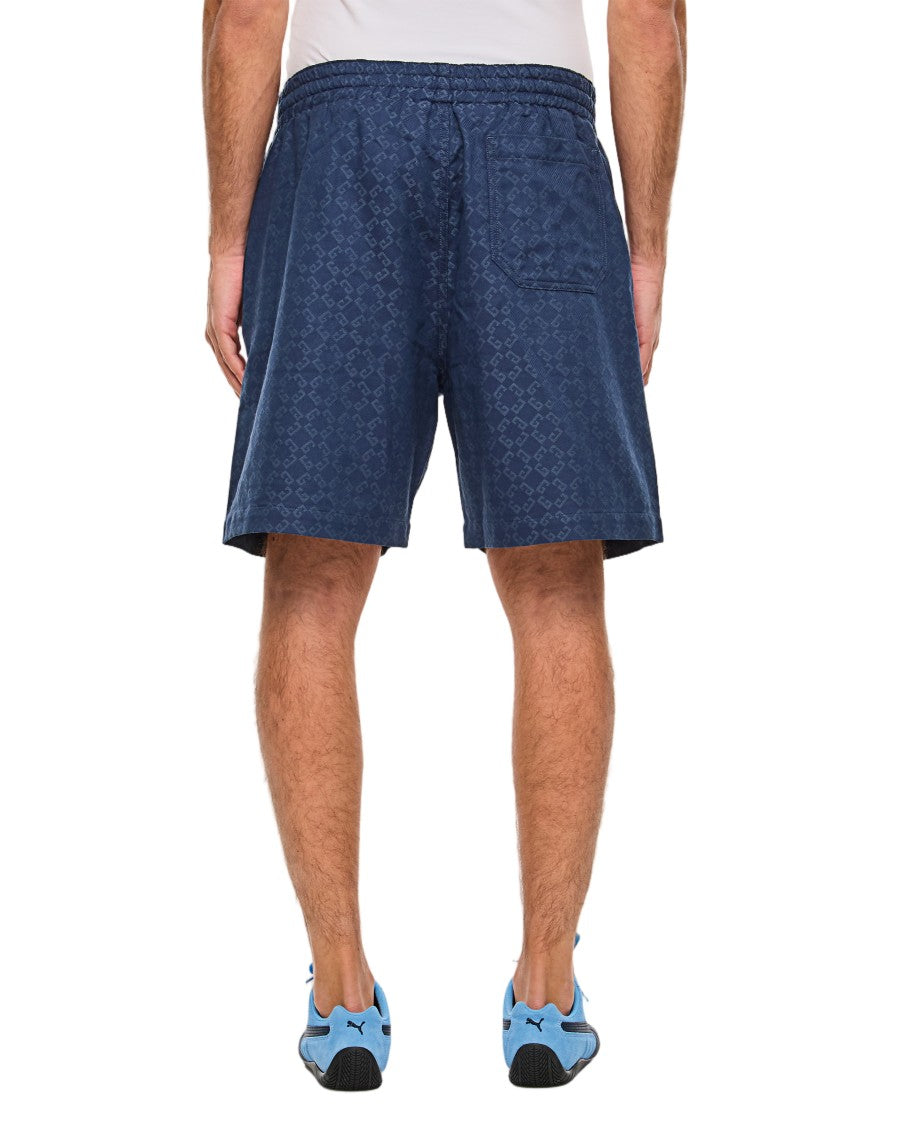Givenchy Mid-Thigh Relaxed Fit Denim Monogram Shorts