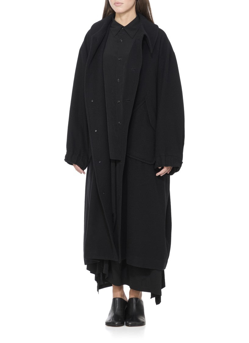 Y's Relaxed-Fit Wool Coat With Classic Collar