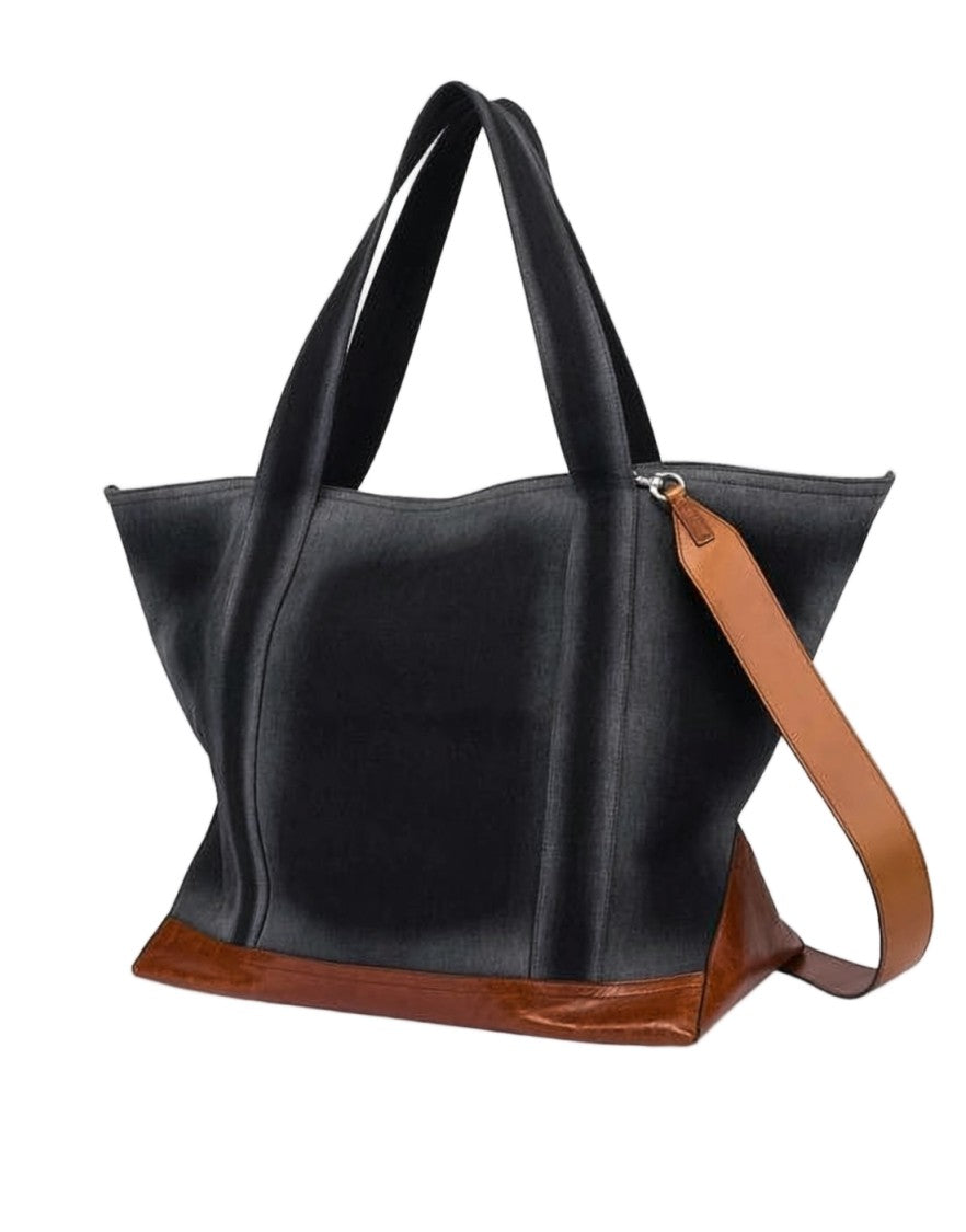 Moschino Structured Shoulder Bag With Brown Leather Accents