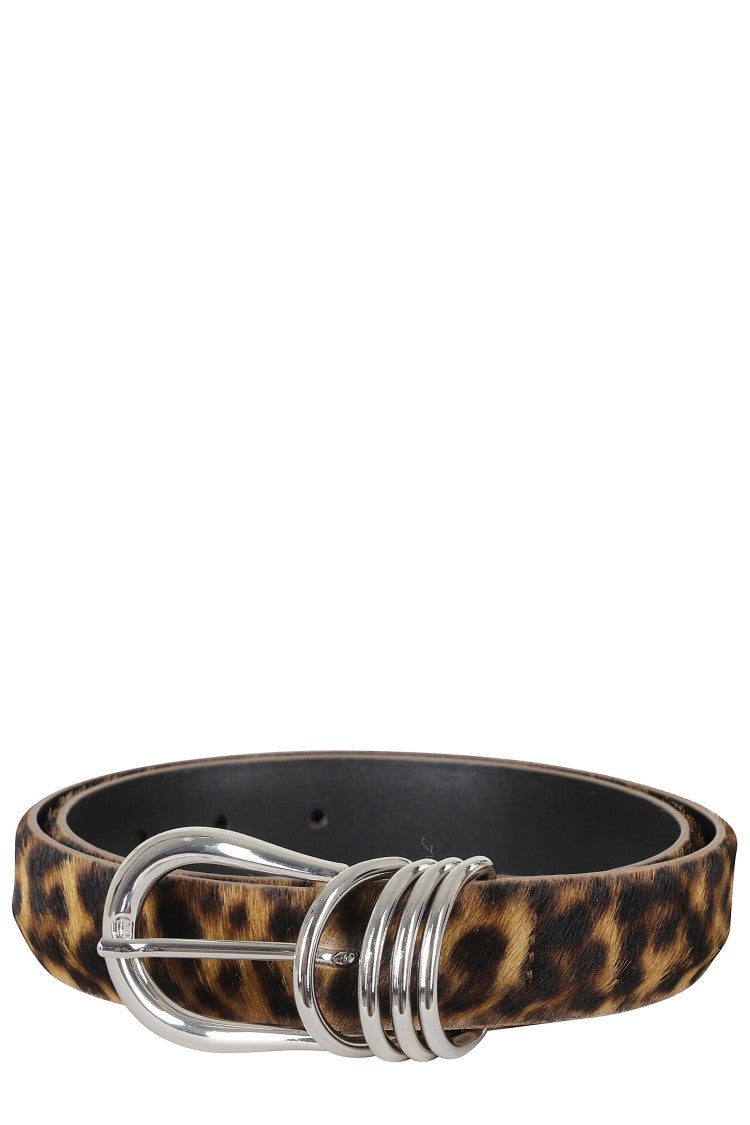 Semi Couture Leopard Print Xiomara Oval Buckle Leather Belt